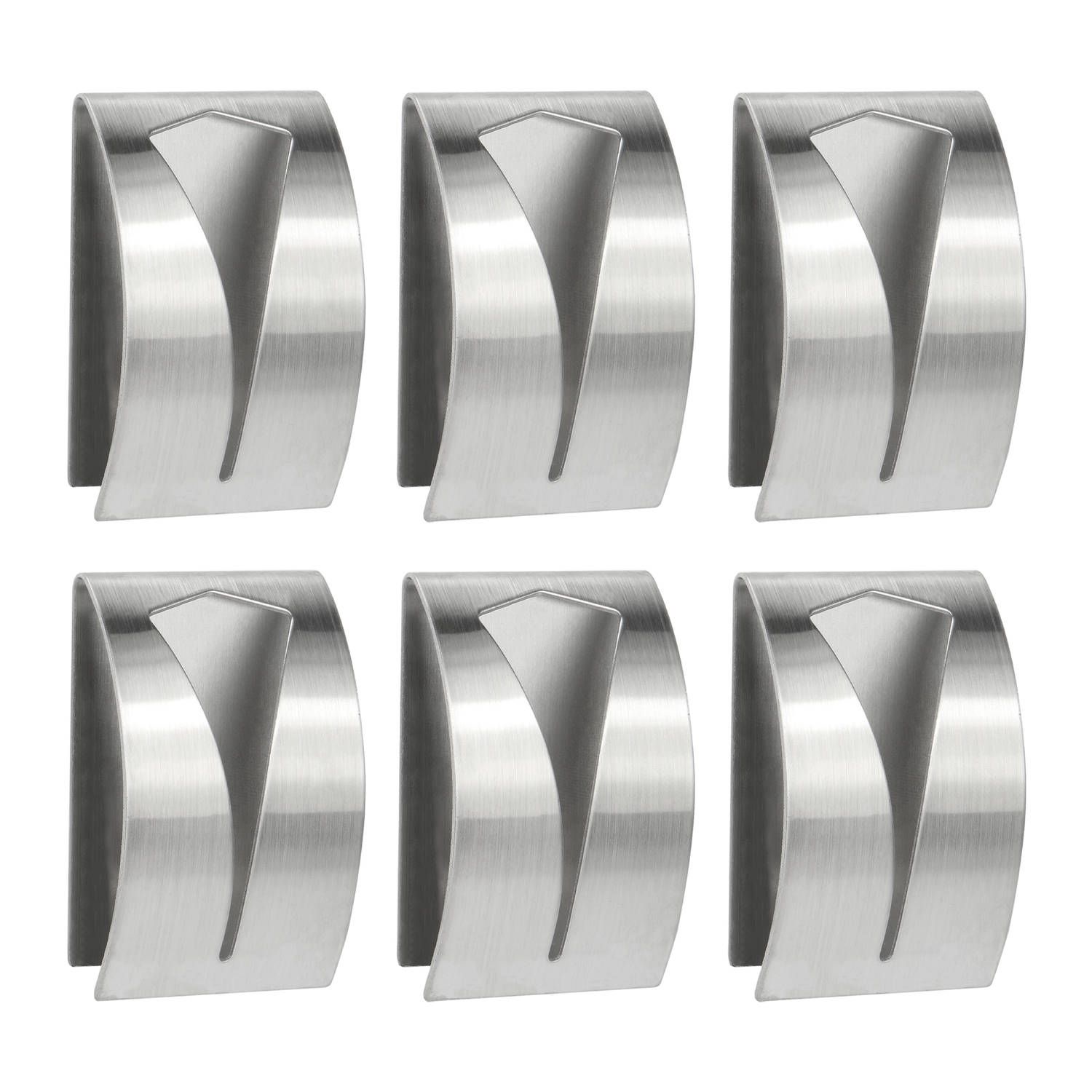 QUVIO Handdoekhouder - RVS - Set van 6 - Zilver