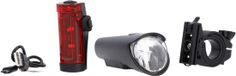 FISCHER Vélo LED Pile Éclairage Set Petite Boîte Résistant aux éclaboussures, Rechargeable, Montage facile Noir, 1 pièce