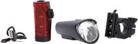 Fischer Fahrrad FISCHER Fiets LED Batterij Verlichting Set Kleine Box Spatwaterdicht, Oplaadbaar, Eenvoudige Montage Zwart, 1 stuk