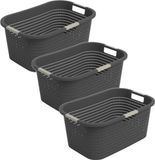 Rotho Country wasmand - set van 3 - 40 ltr - antraciet