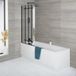 Exton Ligbad 180cm x 80cm avec panneau avant blanc et paroi de bain pliable noire
