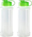 Plasticforte waterfles - 2x stuks - 1100 ml - transparant met dop groen