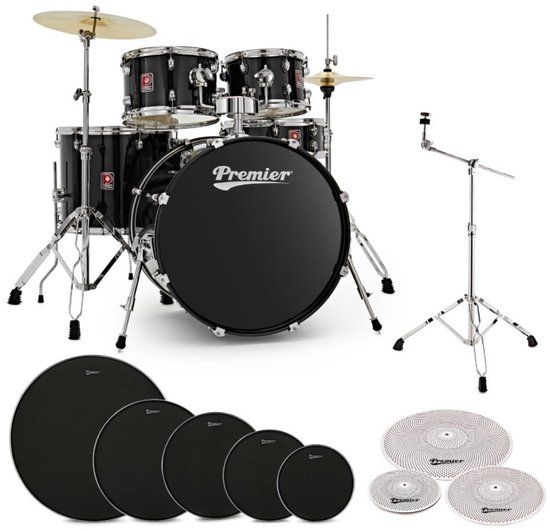 Premier Revolution 22” 5pc Low Volume Drum Kit Bundle, Black