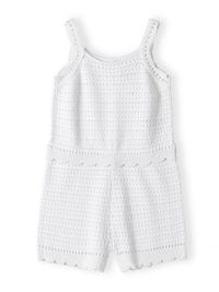 Minoti jumpsuit meisjes pointelle gebreid wit - mouwloos