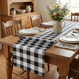 Buffalo geruite tafellopers 2 stuks 30 x 213 cm geruite zwart-witte tafelloper herfst Thanksgiving tafellopers voor feesten