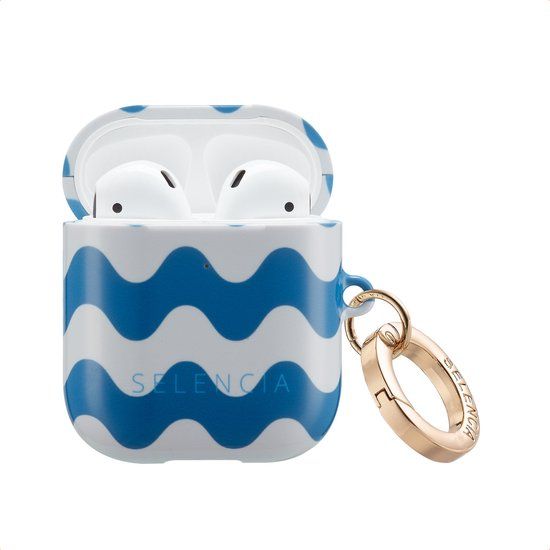 Selencia Case - Hoesje geschikt voor AirPods 1 / 2 - Wave Vibes Classic Blue
