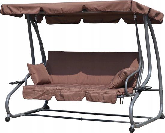 Schommelbank - 3 persoons - 200x120x164 cm - bruin