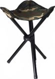 Merkloos Drie poot krukje camouflage leger groen H40 cm
