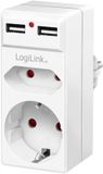 LogiLink PA0276 Contactdoos Met USB-laaduitgang, Aanraakbeveiliging, Overspanningsbeveiliging IP20 Wit