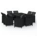 vidaXL Ensemble de jardin 9 pièces avec coussins poly rotin noir