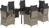 vidaXL 7-delige tuinset met kussens, polyrattan, grijs