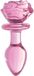 XR Brands Pink Rose - Glass Butt Plug - Medium pink