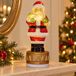 Anna's Collection Père Noël en verre avec éclairage LED – 26 cm – Rouge/Blanc – Rotatif – Avec minuterie
