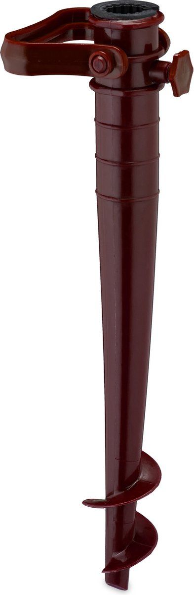 Relaxdays Parasolhouder schroef bruin - parasolboor - kunststof - grondplug - met greep