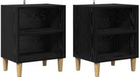 vidaXL Bedkast 2 stuks Zwart Eiken 40 x 30 x 50 cm Bewerkt hout