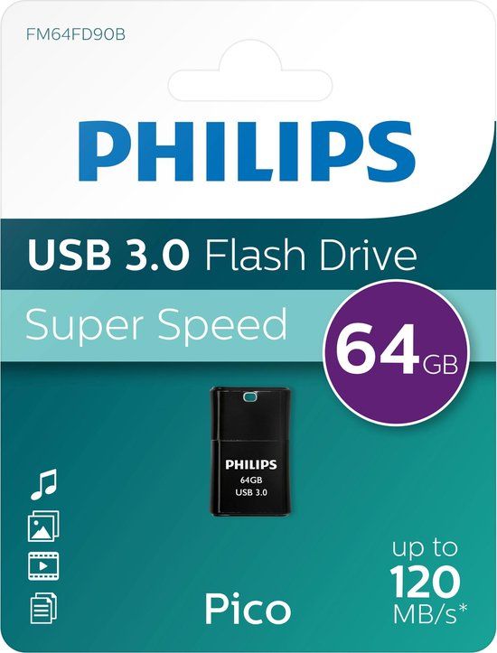 Philips USB flash drive Pico Edition 64GB, USB3.0 - Black