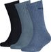PUMA 3-pack kinder sport sokken - Hoge katoenen sokken voor jongens en meisjes - Maat 30 - Blauw