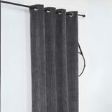 HomeMaison Verduisterend en isolerend ribfluwelen gordijn Donkergrijs Polyester