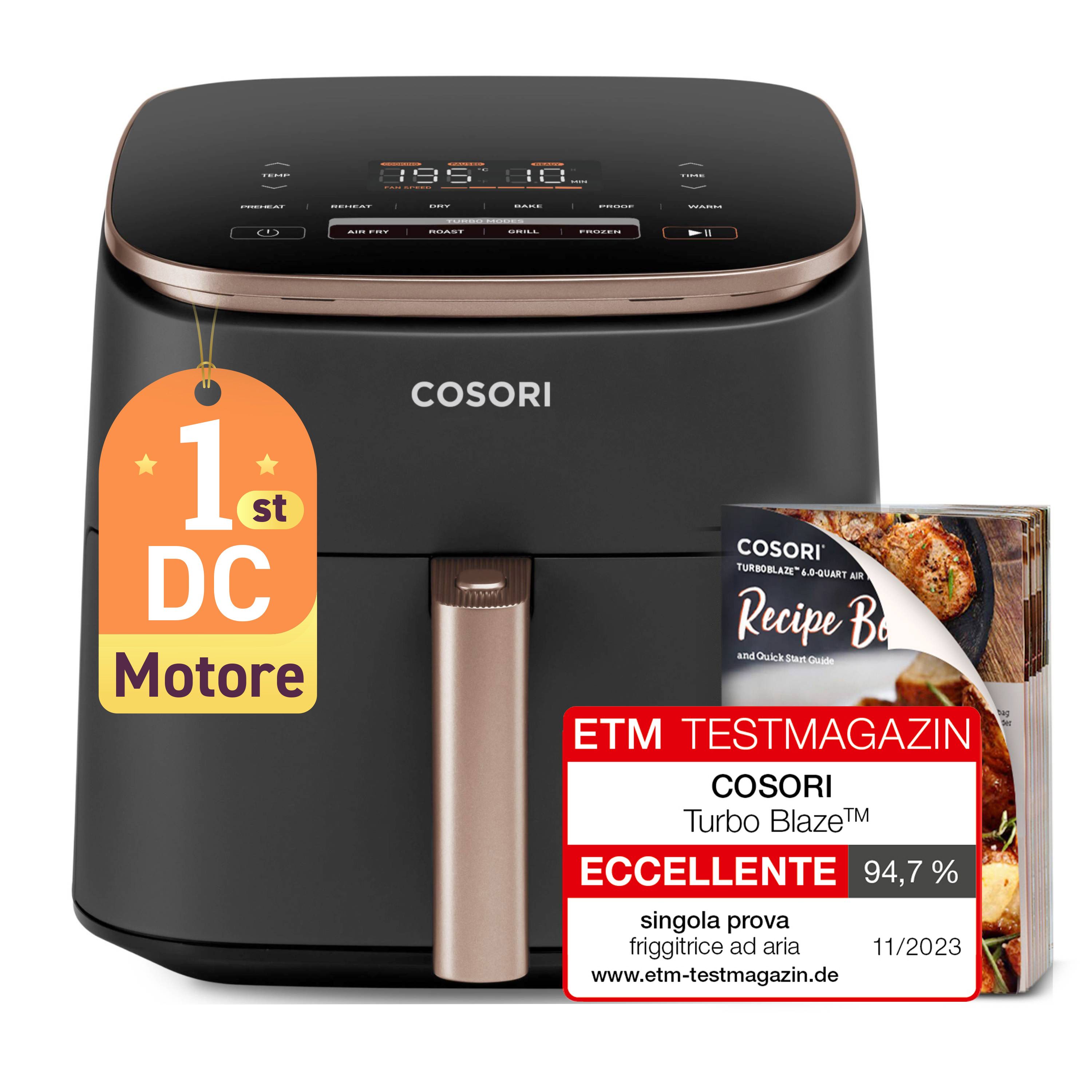 Cosori TurboBlaze Airfryer XXL - Heteluchtfriteuse 6 liter - Zwart/Rosé Goud