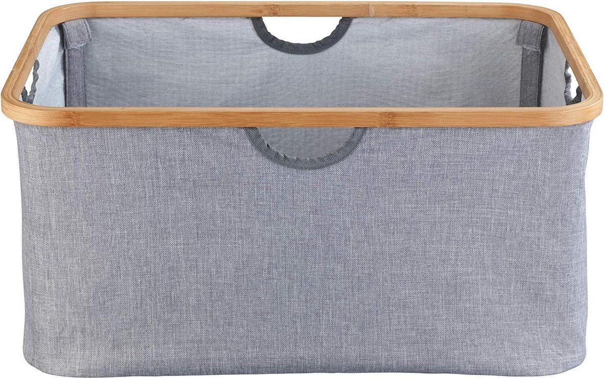 WENKO DIE BESSERE IDEE WENKO Bahari Wasmand Vouwbaar 50 Liter - Bamboe Grijs - 54 x 36 cm