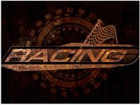 Merkloos / Sans marque Poster - Racing Logo with Race Flag - 100x75 cm - Matte Finish