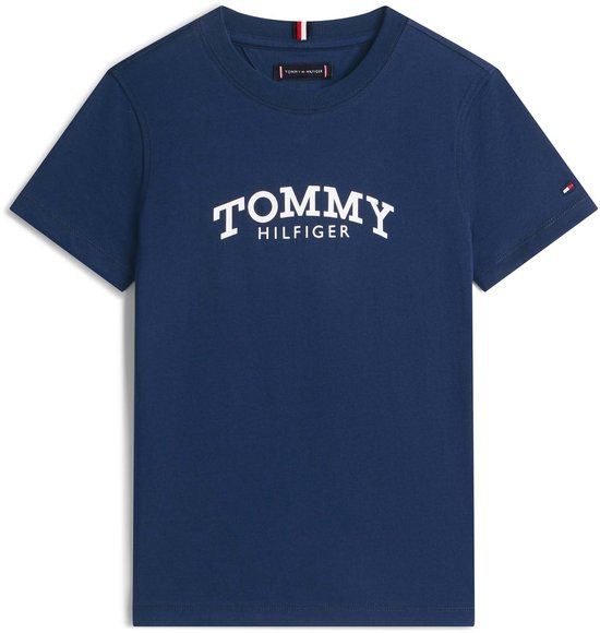 Tommy Hilfiger T-Shirt Monotype Print Graphic - Kinderen - Blauw - Maat 16 jaar