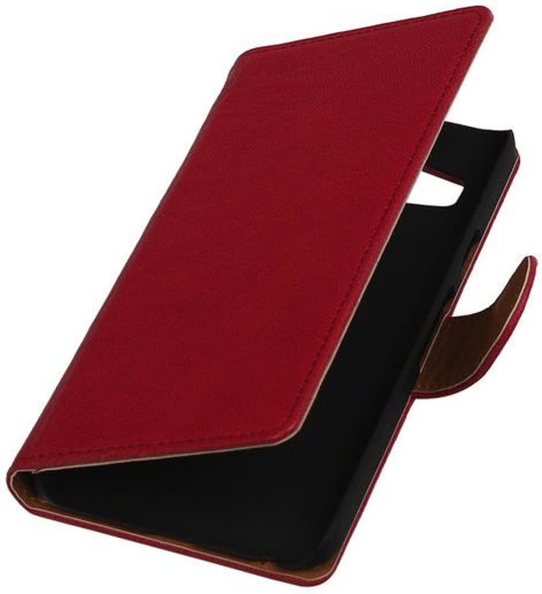 LELYCASE Fuchsia echt leder bookcase voor de Huawei P8 Lite - bookcase hoesje