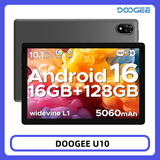 DOOGEE U10 Tablet 10.1" HD-scherm Android 16 16GB RAM 128GB ROM 5060mAh Grote Batterij Widevine L1 WiFi6 8MP+5MP Pad PC