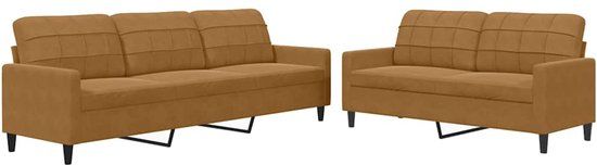 vidaXL 2-delige Loungeset met kussens fluweel bruin
