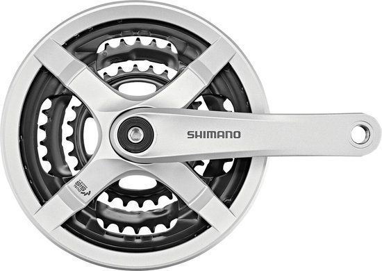 Shimano crankstel 6/7/8-speed – 175 mm – 48/38/28 tanden – zilver