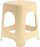 KADAX Kunststof kruk, opstapkruk tot 120 kg, rotan kruk met antislip voeten, badkamerkruk, woonkamerkruk, lichte kruk, tuinkruk, kruk (beige)