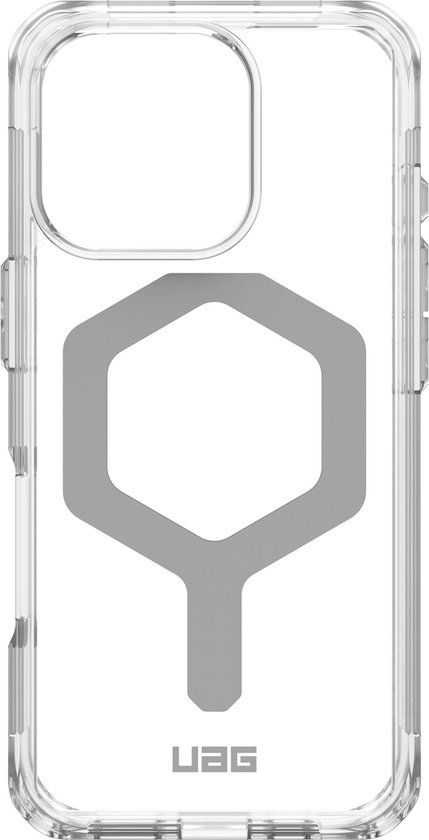 Urban Armor Gear Plyo Hoesje Geschikt voor Apple iPhone 16 Pro | Compatibel met MagSafe | Back Cover met Magneet | Militaire Standaard | Ice Zilver