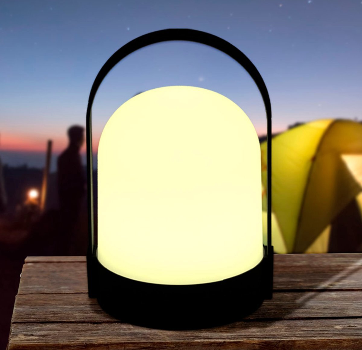 Vintag Tafellamp - LED - Draagbaar - op Batterijen - Warm Wit Licht - Zwart - Binnen en Buiten - Sfeervol