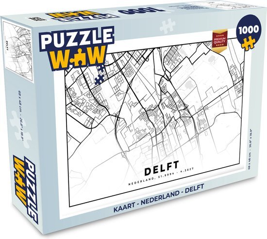 MuchoWow Puzzel Kaart - Nederland - Delft - Legpuzzel - Puzzel 1000 stukjes volwassenen