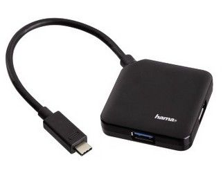 Hama USB 3.2 Gen 1 (3.1 Gen 1) Type-C Hub - 4 Ports - Black