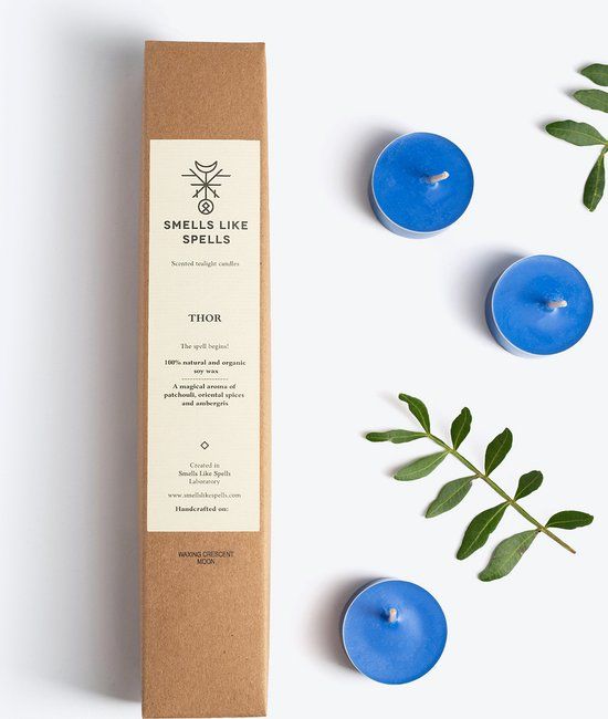 Smells Like Spells Theelichtjes Thor - patchouli, amber en oosterse kruiden - blauw - 6 stuks