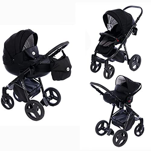 Lux4Kids Night V03 3-in-1 kinderwagen, lekvrije leuning, aluminium frame, buggy babyzitje, Isofix Volqer by Night V03 2-in-1 zonder babyzitje