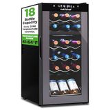 18 NutriChef 18 Bottle Wine Cooler Refrigerator - White Red Wine Fridge Chiller Countertop Wine Cooler, Freestanding Compact Mini Wine Fridge 18 Bot w/Digital Control, Invisible Door Hinge - PKCWCDS188