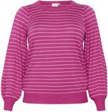 KAFFE CURVE Kaffe Vrouwentrui Malia Gestreept Katoen Lange Mouw Maat S Fuchsia/Turtledove