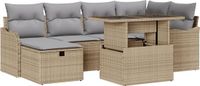 vidaXL - Tuinbank - Set - 7 - st - Beige - poly - rattan