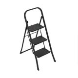Amig Vouwbare Ladder met 3 Treden Zwart Staal 106x72x46 cm