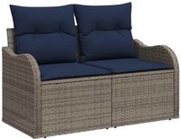 vidaXL Tuinbank met kussen 121 x 62 x 69 cm poly rattan