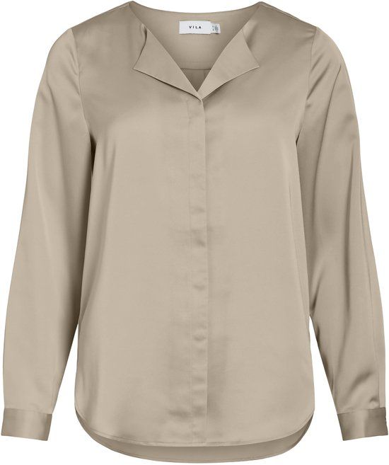 VILA VIELLETTE V-NECK L/S SATIN SHIRT - NOOS - Dames - Blouses