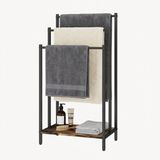 Relaxdays Handdoekrek met plank - 82,5x43x28cm - badkamer - staand - donkerbruin-zwart