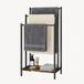 Relaxdays Handdoekrek met plank - 82,5x43x28cm - badkamer - staand - donkerbruin-zwart