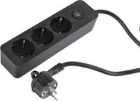 Q-Link stekkerdoos - 3-voudig - met schakelaar - plat - 1.5 m - zwart