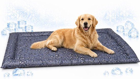 Flamingo Koelmat hond - verkoelend hondenbed - XL - 116x76x6 cm - Drop Grijs