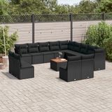 Maison Exclusive - Ensemble de jardin, composé de 14 pièces, avec coussins, noir, en polyrotin