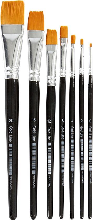 Creativ Company Gold Line Penselen - Plat - 7 Stuks