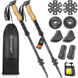 KESSER® Wandelstokken - telescopische trekkingstokken carbon - kurken greep - verstelbaar 105-135 cm